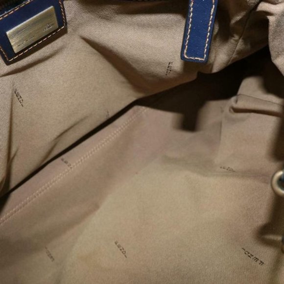 Fendi Du Jour Grommets Blue Zucco Print Calfskin Leather And Canvas Satchel - Picture 2 of 9